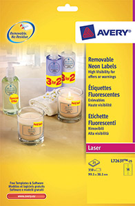 Avery L7263-25 Yellow Laser Labels