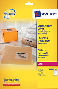 Avery L7565-25 Clear Laser Labels Pk200