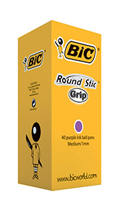 Bic Round Purple Stic Grip Ball Pen Pk40