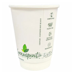 8oz Double Wall - Green Spirit Cups - 25x Per Pack