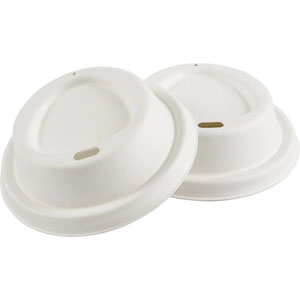 8oz White - Sip Cup Lids - Bagasse Lids - 50x Per Pack