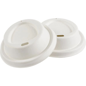 10/20oz White - Sip Cup Lids - Bagasse Lids - 50x Per Pack
