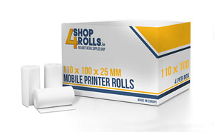 110mm x 100mm x 25mm - Thermal Printer Roll(105gsm)  4 Rolls per box