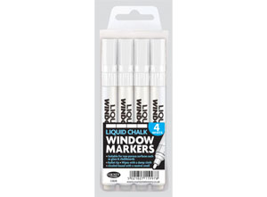 Liquid Chalk Window Markers White - 4 Per Pack