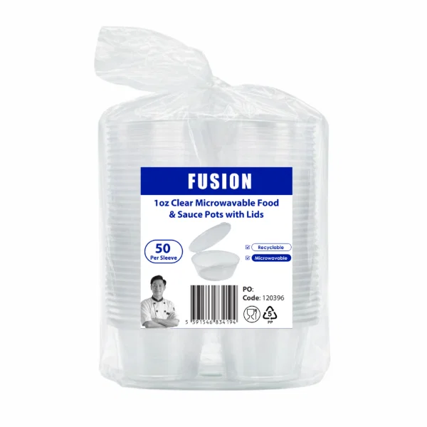 1oz Portion Pots with Hinged Lids - Heavy Duty Hot Use - 1,000x Per Case