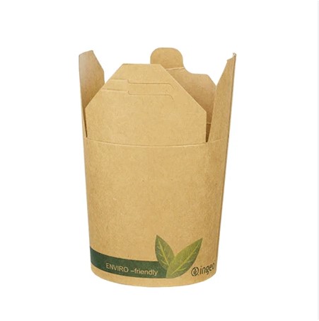 16oz Kraft Compostable Noodle Box - Round Bottom - 50x Per Pack