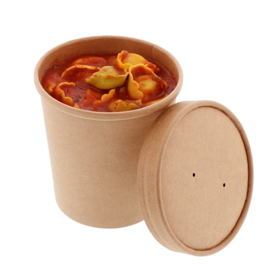 16oz Kraft - Soup Cup Container & Lids - 25x Per Pack