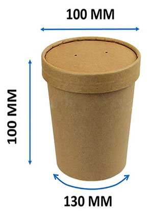 16oz Kraft - Soup Cup Container & Lids - 25x Per Pack