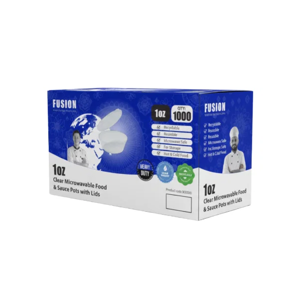 1oz Portion Pots with Hinged Lids - Heavy Duty Hot Use - 1,000x Per Case