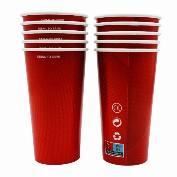 20oz Red Party Cup Pint Glass - 25x Per Pack