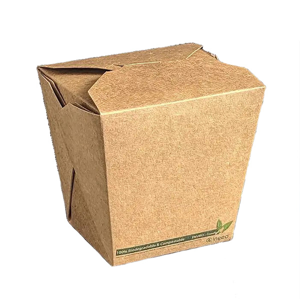 26oz Kraft Compostable Noodle Box - Square Bottom - 50x Per Pack