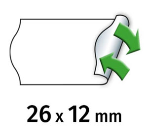 Meto Price Gun Labels Single Line - 26mm x 12mm Peelable White - 6x Rolls Per Pack