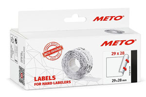 METO Price Gun Labels Triple Line - 29mm x 28mm Peelable White - 5x Rolls Per Pack