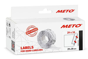 METO Price Labels Triple Line - 29mm x 28mm Permanent White - 5x Rolls Per Pack