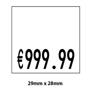 METO Price Labels Triple Line - 29mm x 28mm Permanent White - 5x Rolls Per Pack