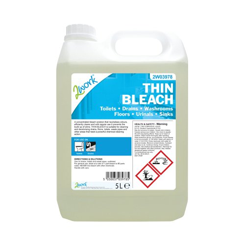 2Work Thin Concentrated Bleach 5 Litre - 1x Per Pack