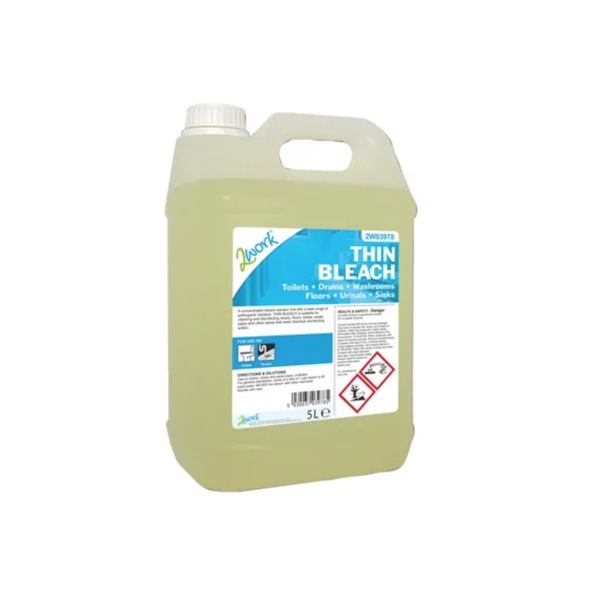 2Work Thin Concentrated Bleach 5 Litre - 1x Per Pack