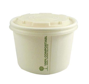 16oz White Compostable Soup Container - 25 Per Pack