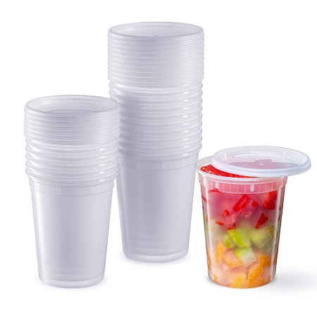 Portion Pots Lids PP to Suit 8oz to 32oz - 50x Per Pack