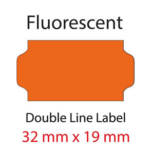 Price Gun Labels Double Line XL - 32mm x 19mm Fluorescent Orange - 10 Rolls