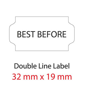 Price Gun Labels Double Line XL - 32mm x 19mm Best Before - 10 Rolls