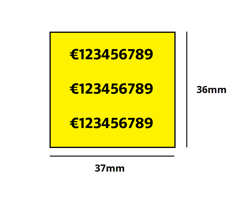 Price Labels Triple Line - 37mm x 36mm - Fluorescent Yellow - 5x Rolls Per Pack