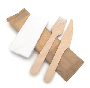 Wooden 3 in 1 Cutlery Set  - 50 Per Pack