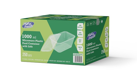 Plastic Hot Food Container with Lids - 1000cc Heavy Duty - 250x Per Case Plastic Hot Food Container with Lids - 1000cc Heavy Duty - 250x Per Case
