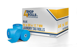 44mm x 80mm Dry Cleaning Tag Rolls - Blue