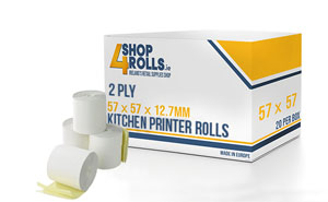 2 Ply 57mm x 57mm - Self Copy Rolls - White/White