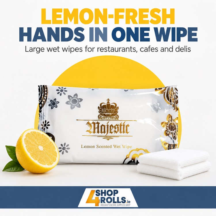 Luxury Lemon Scented Hand Wipes Large 8" x 10" - 500x Per Case