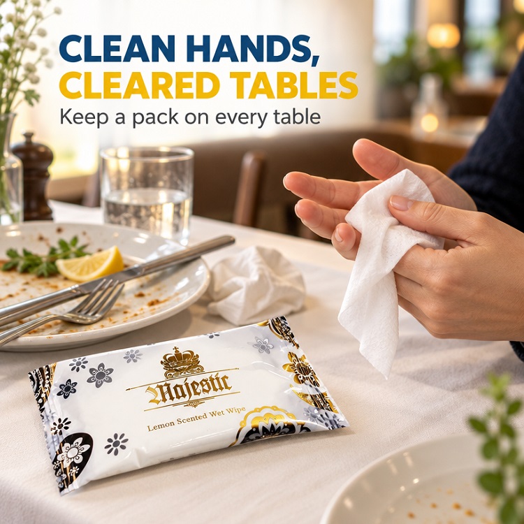 Luxury Lemon Scented Hand Wipes Large 8" x 10" - 500x Per Case