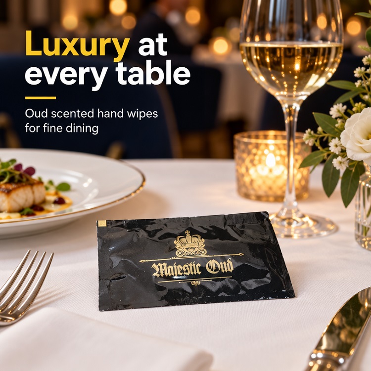Luxury Oud Scented Hand Wipes Large 8" x 10" - 500x Per Case