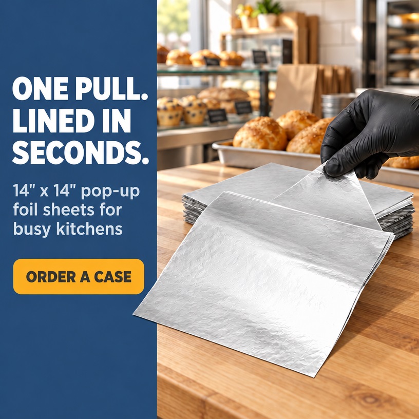 Foil Liners 14" x 14" Pop-Up Sheets - 4kg Per Case Foil Liners 14" x 14" Pop-Up Sheets - 4kg Per Case