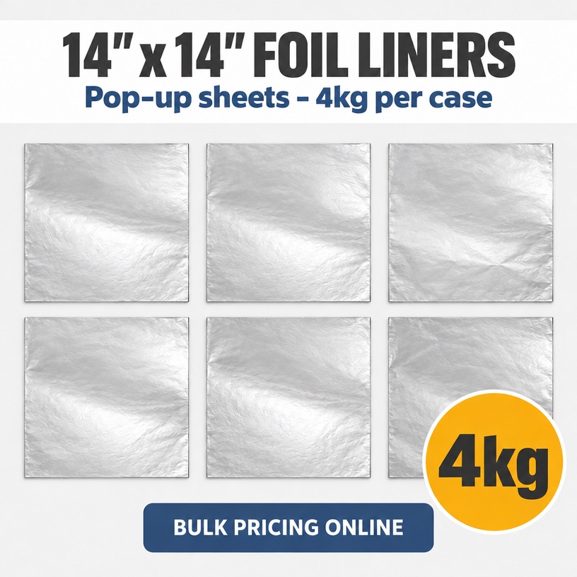 Foil Liners 14" x 14" Pop-Up Sheets - 4kg Per Case Foil Liners 14" x 14" Pop-Up Sheets - 4kg Per Case