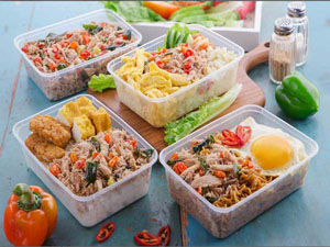 Plastic Hot Food Container with Lids - 650cc Standard Duty - 50x Per Pack