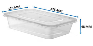 Plastic Hot Food Container with Lids - 650cc Standard Duty - 250x Per Case