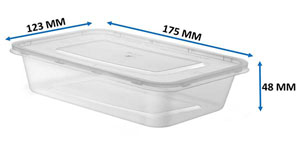 Plastic Hot Food Container with Lids - 650cc Heavy Duty - 250x Per Case