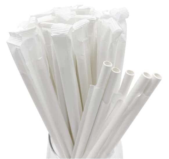 Paper Straws White Individually Wrapped - 6mm x 195mm - 1000x Per Pack