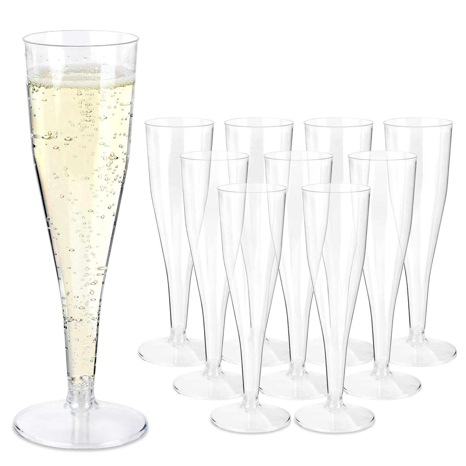 6oz/160ml Champagne Flutes Recyclable - Rigid Crystal Glasses - 10x Per Pack