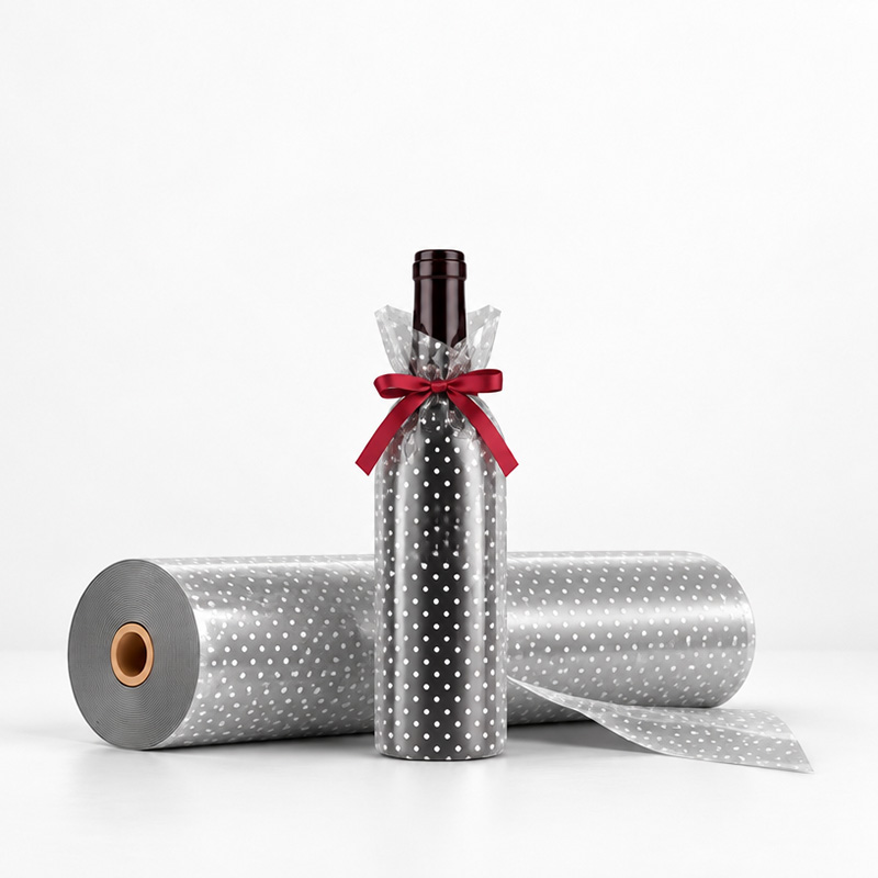 Transparent Gift Wrapping Rolls - Pattern Dots - 700mm x 100m - 30 micron - 1x Roll Per Pack 