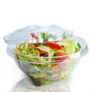 Round Plastic Salad Bowls with Lid 750cc - 50x Per Pack