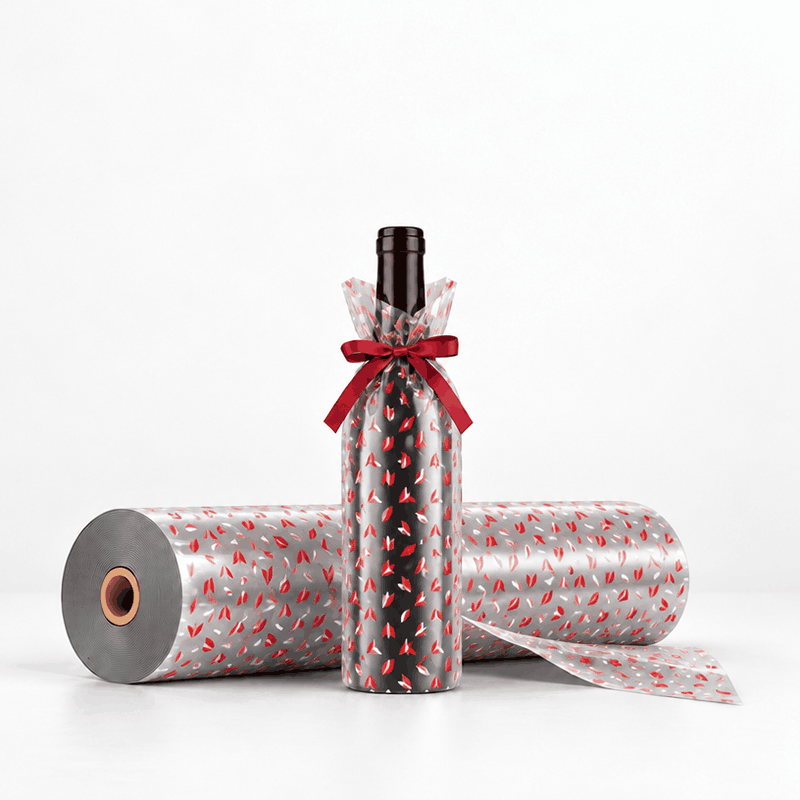 Transparent Gift Wrapping Rolls - Pattern Flowers - 700mm x 100m - 30 micron - 1x Roll Per Pack 