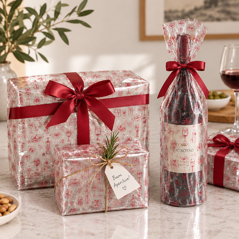 Transparent Gift Wrapping Rolls - Pattern Apero - 700mm x 100m - 30 micron - 1x Roll Per Pack 