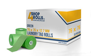 76mm x 76mm Dry Cleaning Tag Rolls - Green