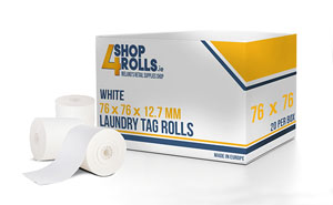 76mm x 76mm Dry Cleaning Tag Rolls - White