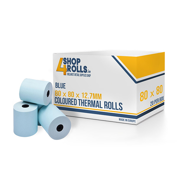 80mm x 80mm x 12.7mm - Thermal Till Rolls - Blue