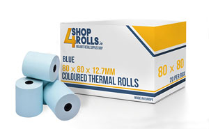 80mm x 80mm x 12.7mm - Thermal Till Rolls - Blue