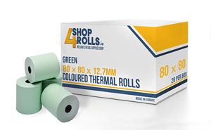 80mm x 80mm x 12.7mm - Thermal Till Rolls - Green