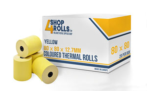 80mm x 80mm x 12.7mm - Thermal Till Rolls - Yellow